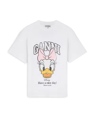 Ganni Daisy Duck Graphic Baby Fit Tee In White
