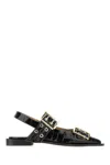 Ganni Women Croco Patent Feminine Buckle Ballerinas