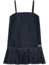 Ganni Dark Blue Denim Mini Dress In Blue