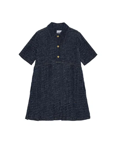 Ganni Dark Blue Fluffy Denim Mini Dress