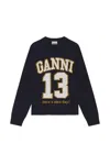 Ganni Women Logo Graphic Baseball Wool Mix Sweater