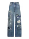 Ganni Blue Heavy Washed Carpenter Jeans In Blu Denim