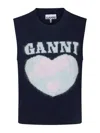 Ganni Graphic Soft Wool Blend Logo Vest In Light Blue