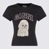 Ganni T Shirt With Black Cotton Poodle Graphic