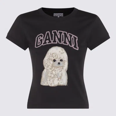GANNI GANNI DARK GREY COTTON T-SHIRT