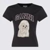 Ganni T Shirt With Black Cotton Poodle Graphic