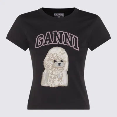 GANNI GANNI DARK GREY COTTON T-SHIRT