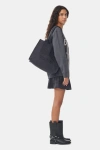 Ganni Dark Grey Large Canvas Tote Bag