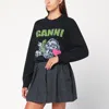 Ganni Dark Grey Puppy Wool-blend Sweater Women In Black