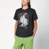 Ganni Graphic Print Crew Neck Short Sleeve Top In Black