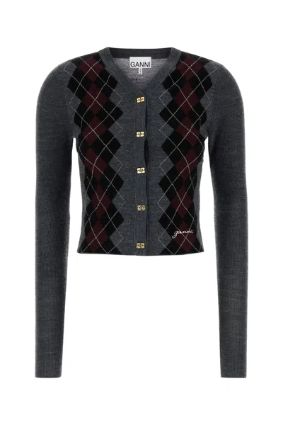 Ganni Dark Grey Wool Cardigan
