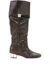 Ganni Dark Olive Knee Boots In Multi
