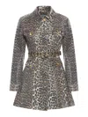 Ganni Foil Print Denim Dress In Leopard