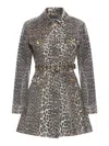 Ganni Foil Print Denim Dress In Leopard