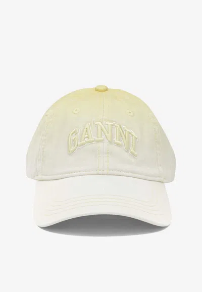 Ganni Degrade Logo Baseball Cap In Neutral