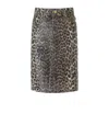 Ganni Denim Animalier Skirt In Brown