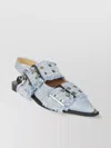 Ganni Denim Ballerina Charms And Buckles In Blue