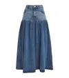 Ganni Denim Banded Maxi Skirt In Blue