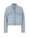 Ganni Cropped Denim Jacket With Double Breast Pockets