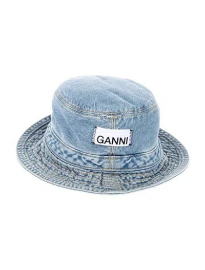 Pre-owned Ganni Denim Bucket Hat In Blue