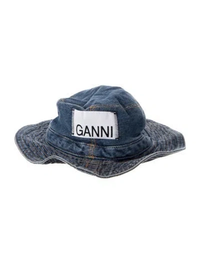 Pre-owned Ganni Denim Bucket Hat In Blue