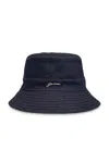 Ganni Signature Recycled Denim Bucket Hat In Dark Navy