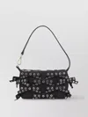 Ganni Denim Butterfly Bow Shoulder Bag In Black