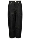 Ganni Fluffy Denim Carpenter Jeans In Black