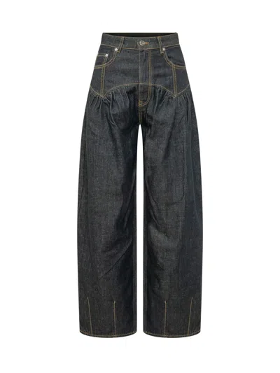 Ganni Denim Corset Jeans In Black