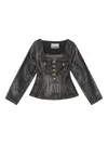 Ganni Denim Cotton Blazer Jacket In Black