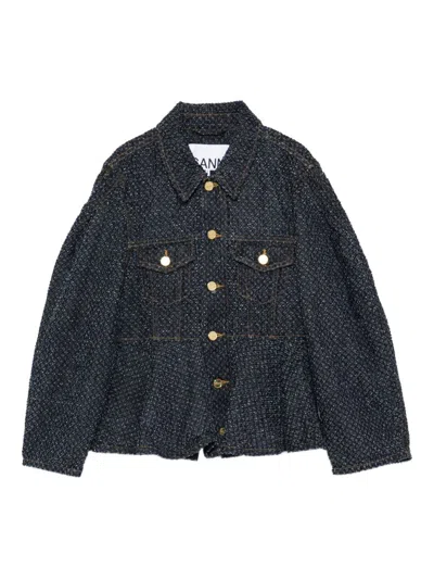 Ganni Denim Cotton Jacket In Blue