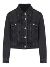 Ganni Washed Black Heavy Cropped Denim Jacket In Black