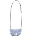 Ganni Denim Cross Body Bag In Blue