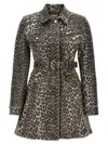 Ganni Foil Print Denim Dress In Leopard