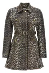 Ganni Foil Print Denim Dress In Leopard