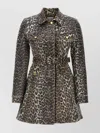 Ganni Foil Print Denim Dress In Leopard