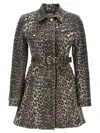 Ganni Leopard Print Cotton Denim Mini Dress In Multicolor