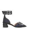 Ganni Denim Feminine Buckle Open Cut Pumps