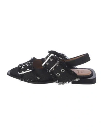 Pre-owned Ganni Denim Flats In Blue
