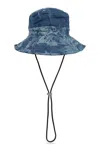 Ganni Denim Hat With Drawstrings In Bleached Denim