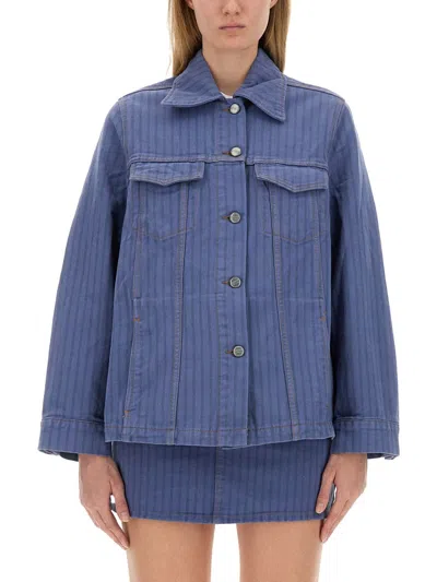 Ganni Organic Cotton Denim Jacket In Blue