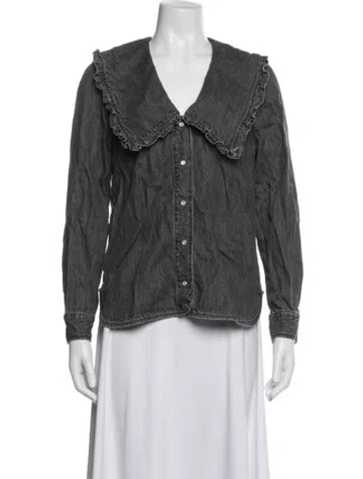Pre-owned Ganni Denim Jacket In Black