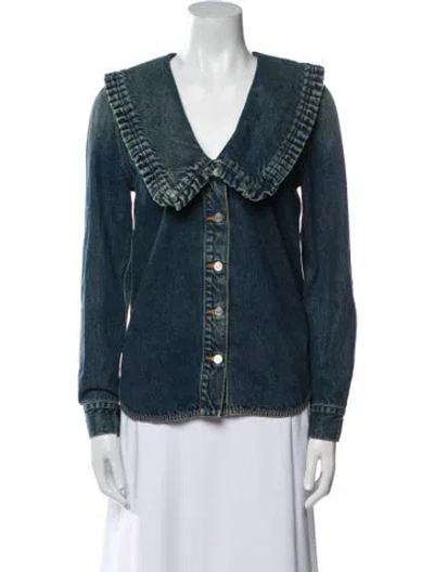 Pre-owned Ganni Denim Jacket In Blue