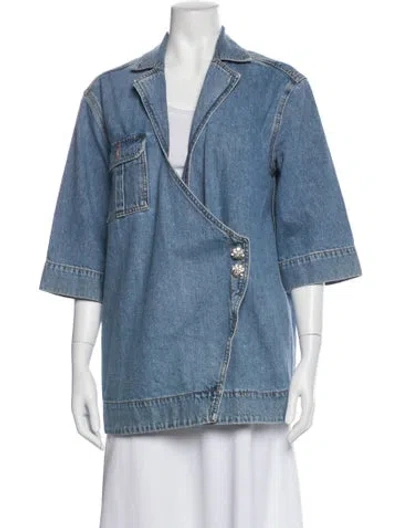 Pre-owned Ganni Denim Jacket In Blue