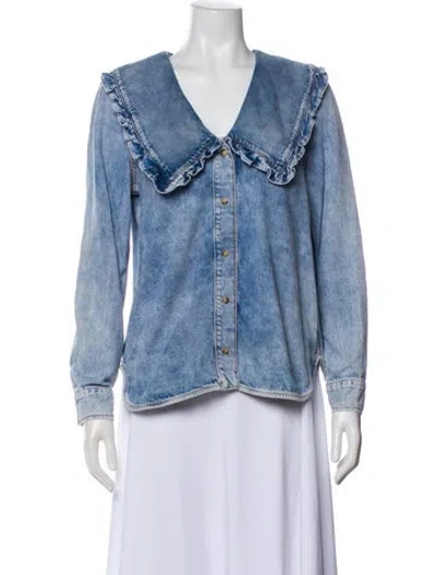 Pre-owned Ganni Denim Jacket In Blue