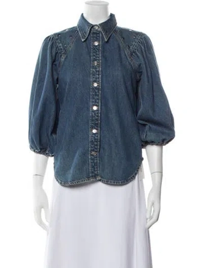 Pre-owned Ganni Denim Jacket In Blue
