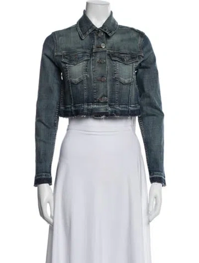 Pre-owned Ganni Denim Jacket In Blue/white