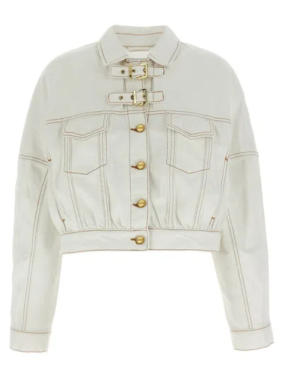 Ganni Denim Jacket Casual Jackets And Parka In White