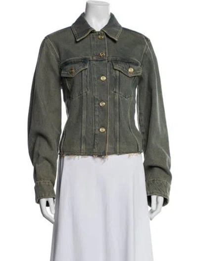 Pre-owned Ganni Denim Jacket In Green