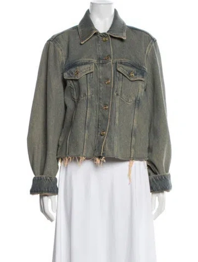 Pre-owned Ganni Denim Jacket In Green